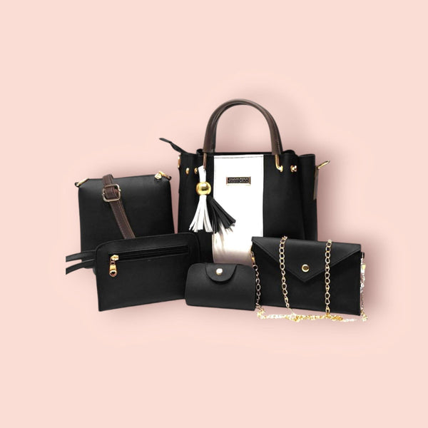 5-Piece Premium Leather Handbag Set for Women – Beige