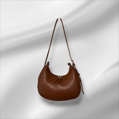 Trendy Leather Shoulder Bag – Soft Hobo Design for Daily Use