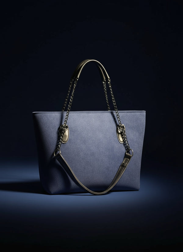Azure Grace Handbag – Blue & Tan Edition